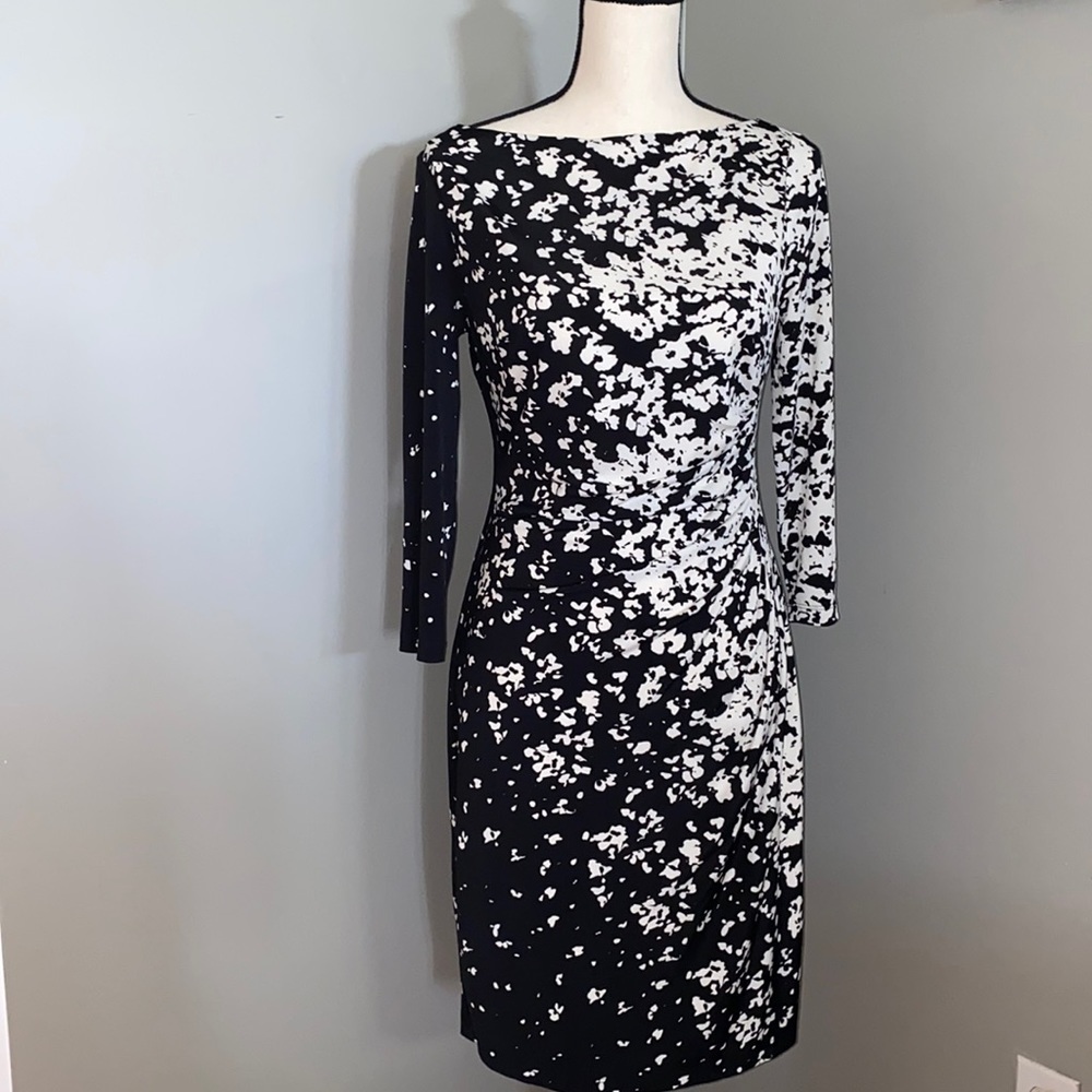 CHAPS Black and White Floral Dress